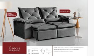 SOFA KASACOMIGO GRECIA -RETRATIL -2.00M -CAPUCCINO 400