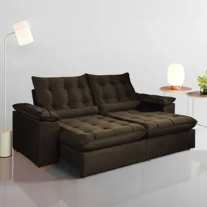 SOFA COLCHOARTE DUBAI -RETRATIL 2.30M -VELUDO CREME, CINZA E MARROM