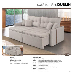 SOFA CAMA LA ESTOFADOS DUBLIM RETRATIL CINZA