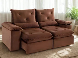 SOFA FERNANDES ESTOFADOS XANGAI -RETRATIL -2.10 -MARROM E BEGE ESCURO