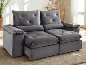 SOFA FERNANDES ESTOFADOS XANGAI -RETRATIL -2.30  MARROM E BEGE