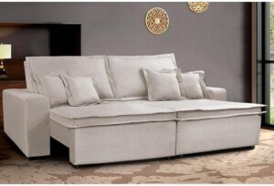 SOFA CAMA LE ESTOFADO -LE 2187 -RETRATIL -2.30M -LINHO A285 BEGE