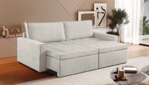 SOFA ESTOFART POSH -RETRATIL -2.50M-LINHO BEGE