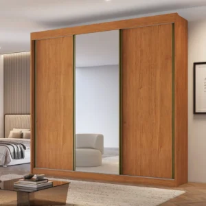 Guarda Roupa Casal 3 Portas de Correr 100% Mdf Chicago Cinamomo